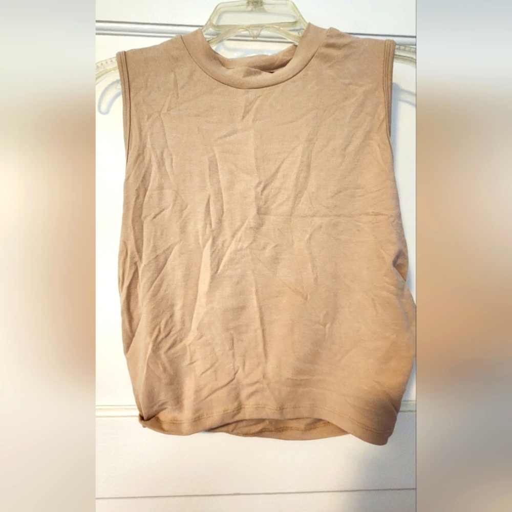 Cider Beige Muscle Tee With Gathered Sides